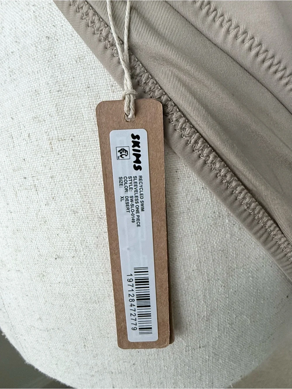 SKIMS Sleeveless Front-Zip Bathingsuit in color Desert - Picture 7 of 11